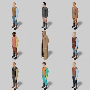 human charackters sci-fi rigged 3D