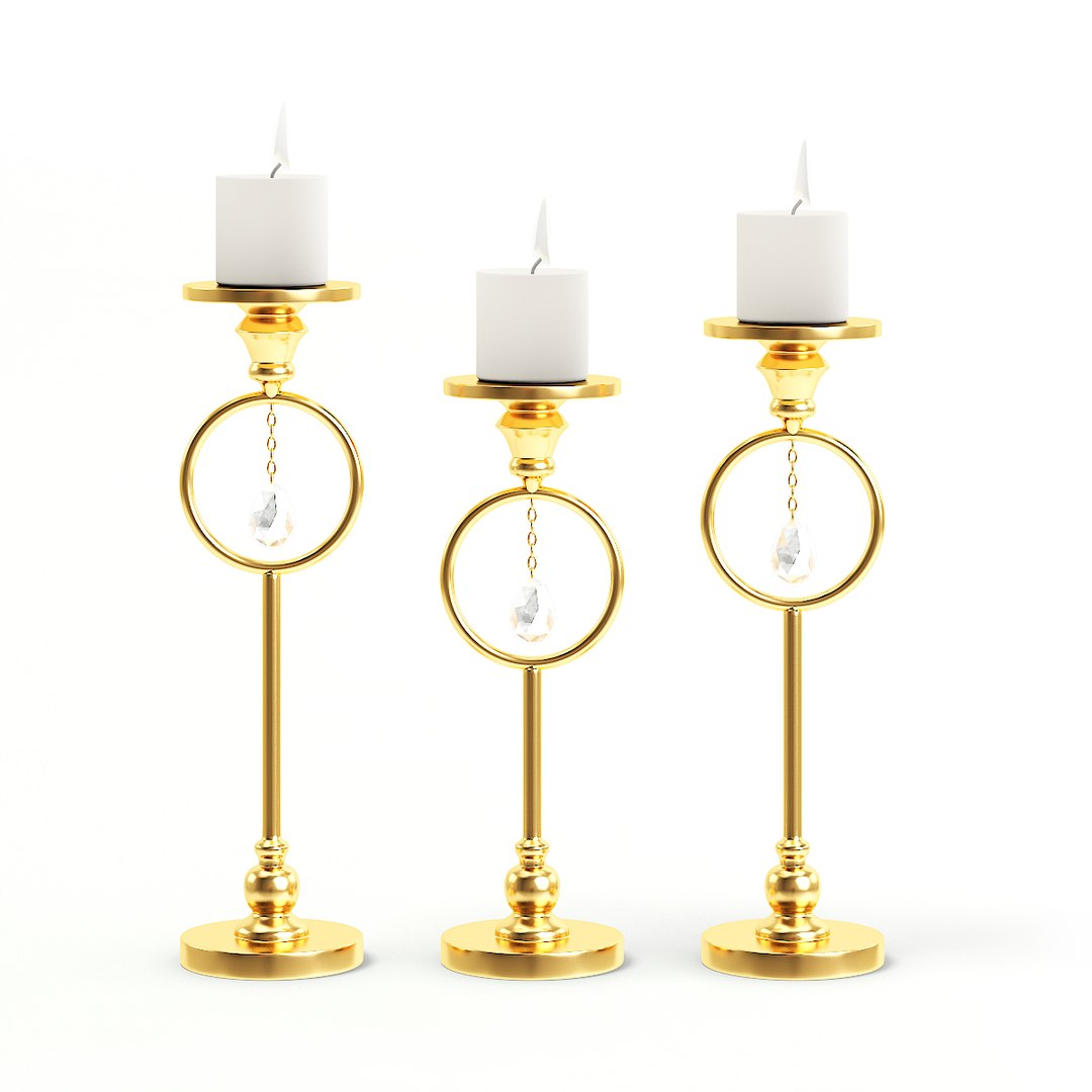 Golden Candlesticks Candles 3D Model TurboSquid 1295137