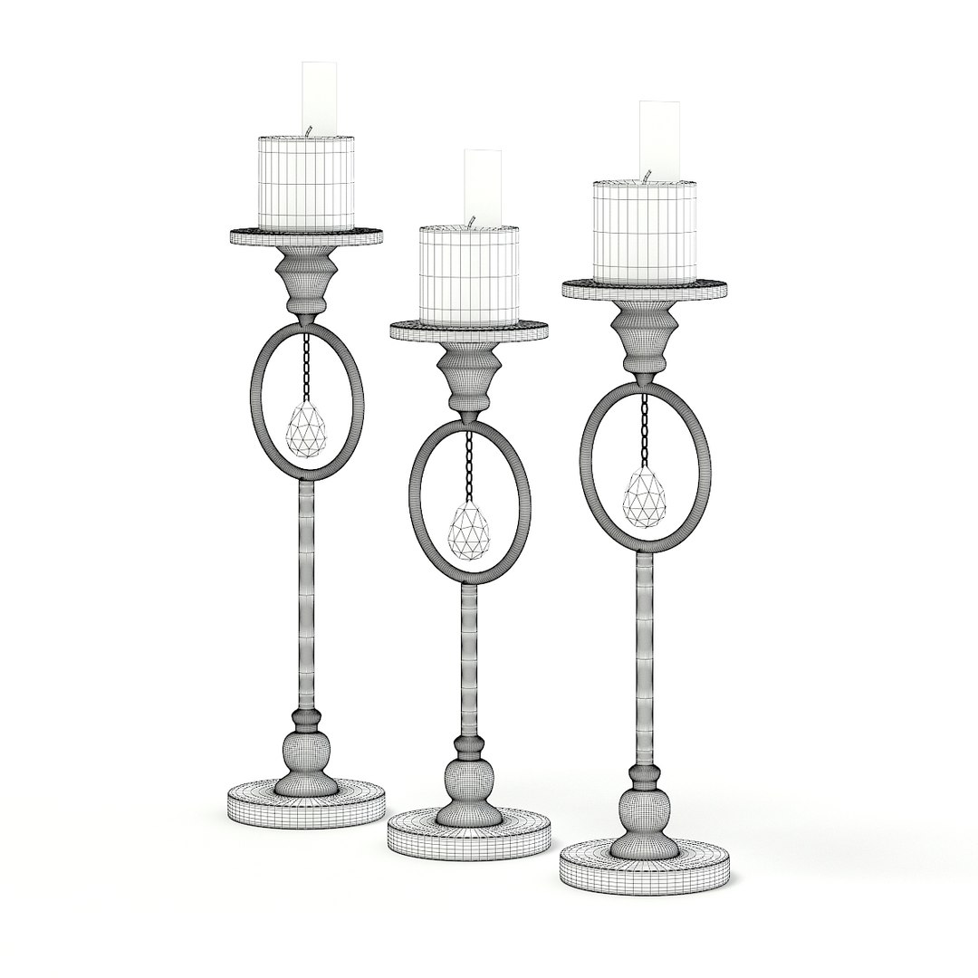 Golden Candlesticks Candles 3D Model TurboSquid 1295137