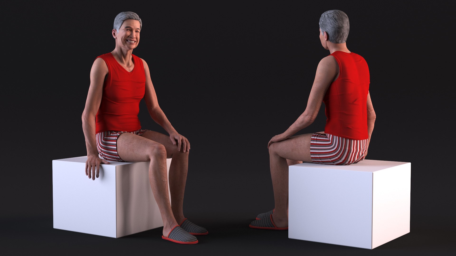 Chinese Elderly Old Man Underwear 3d Model Turbosquid 2124301