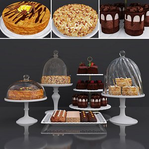 Dessert Peanut cake and Honey cake 3D model