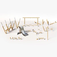 Playground set with bench and lantern
