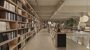 3D Book Store interior