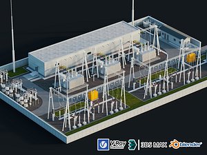 3D High Voltage Substation Power Station Equipment 3D Model