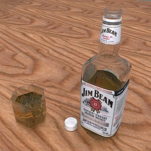 jim beam bottle glass 3d model
