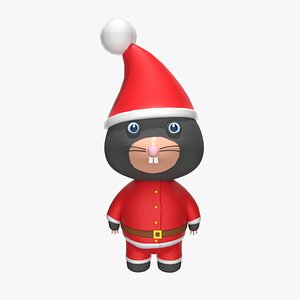 3D Cartoon character 04 - Santa mole