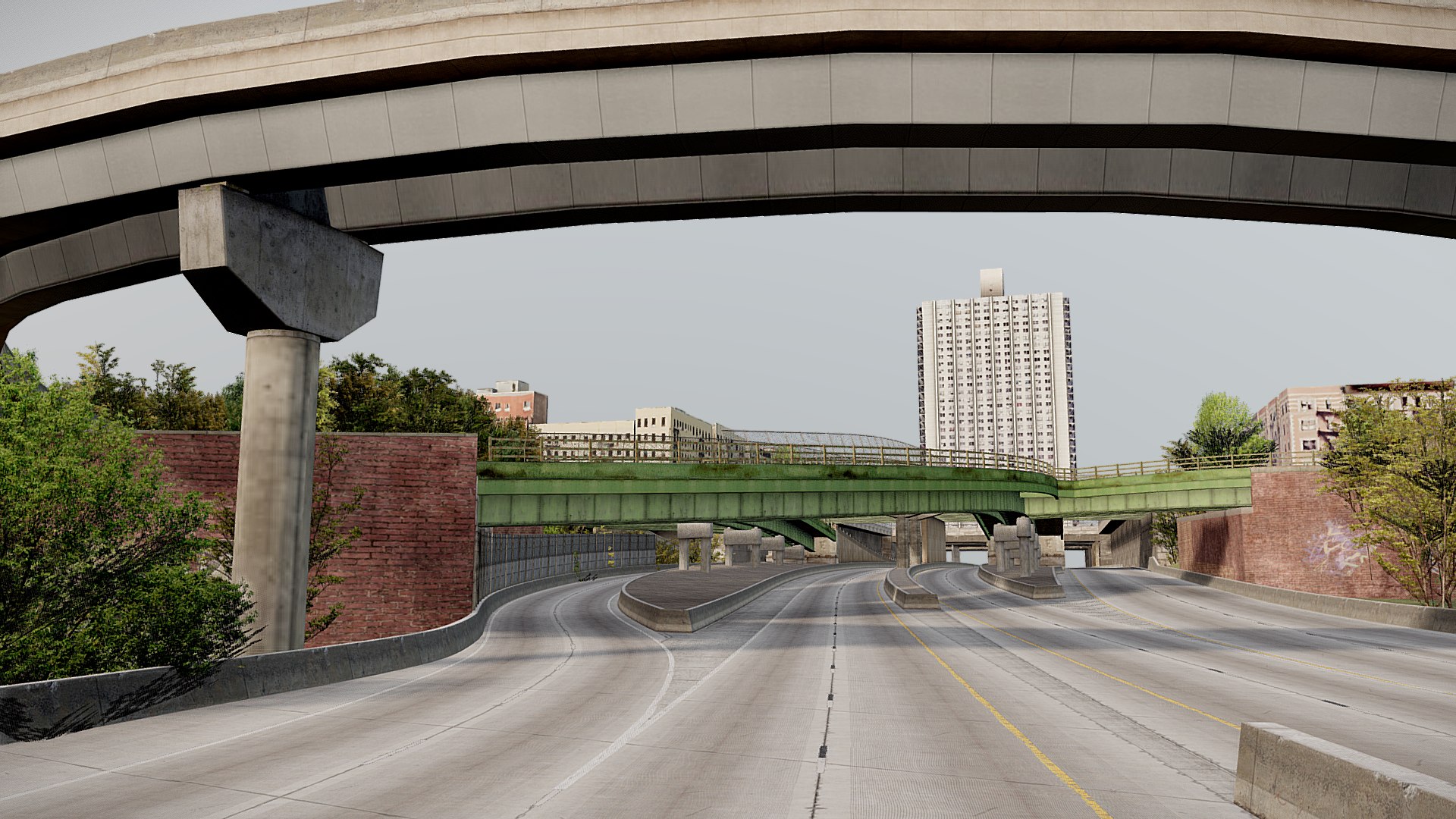 New York Highway With Low Poly City Interstate 3D - TurboSquid 2302897