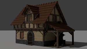 3D Medieval Blacksmith House  Detailed GameReady 3D Asset