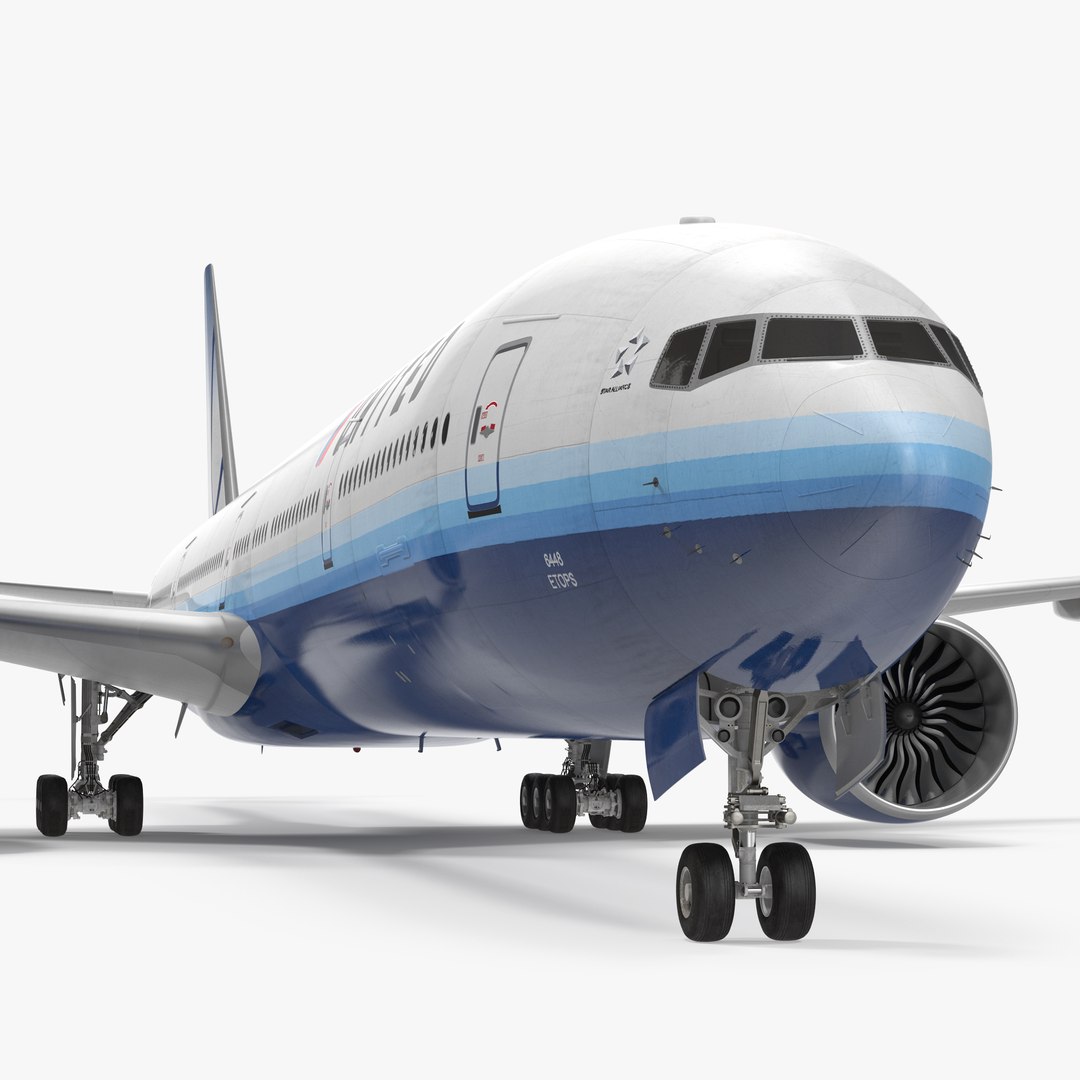 Boeing 777-9x United Airlines 3D model preview
