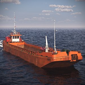 Split Hopper Barge Rusty Orange Rigged for Maya 3D model