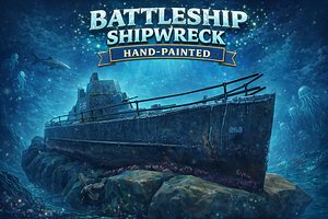 3D hand-painted battleship shipwreck