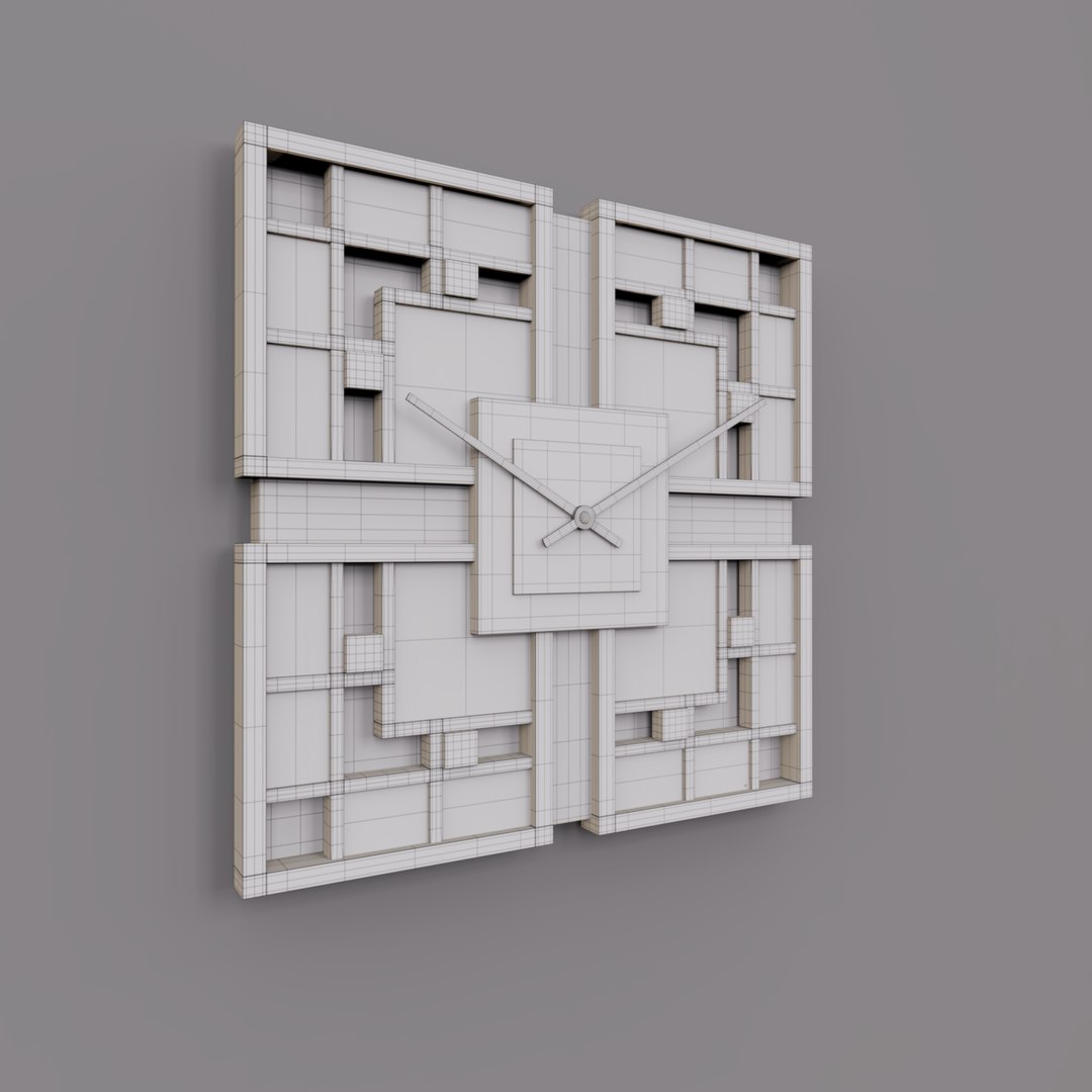 Clock Radial Squares Wood DIY Model - TurboSquid 1951141
