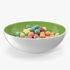 3D model Bowl of Colorful Cereal Balls