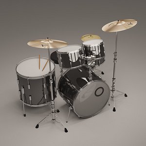Drum Set Black Clour 3D model