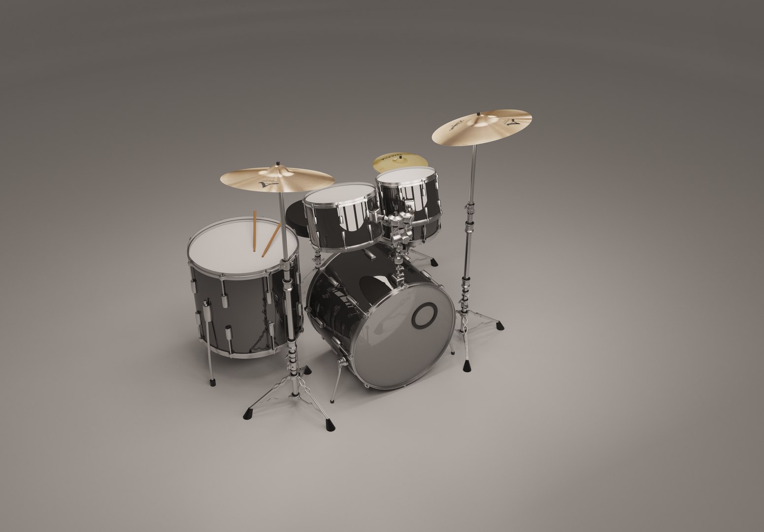 Drum Set Black Clour 3D model - TurboSquid 1855172