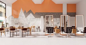 Luxury Modern Barber Shop Interior 3D Model - PBR Assets Collection