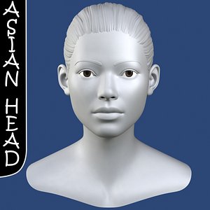 Asian Female Head 3d Model