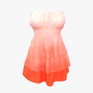 Strapless Sash Cocktail Dress 3D