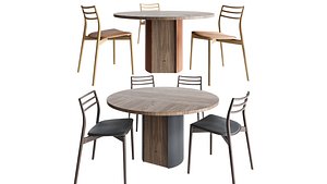 3D Woo Cover round  table and Vipp Cabin VIPP481 chair model