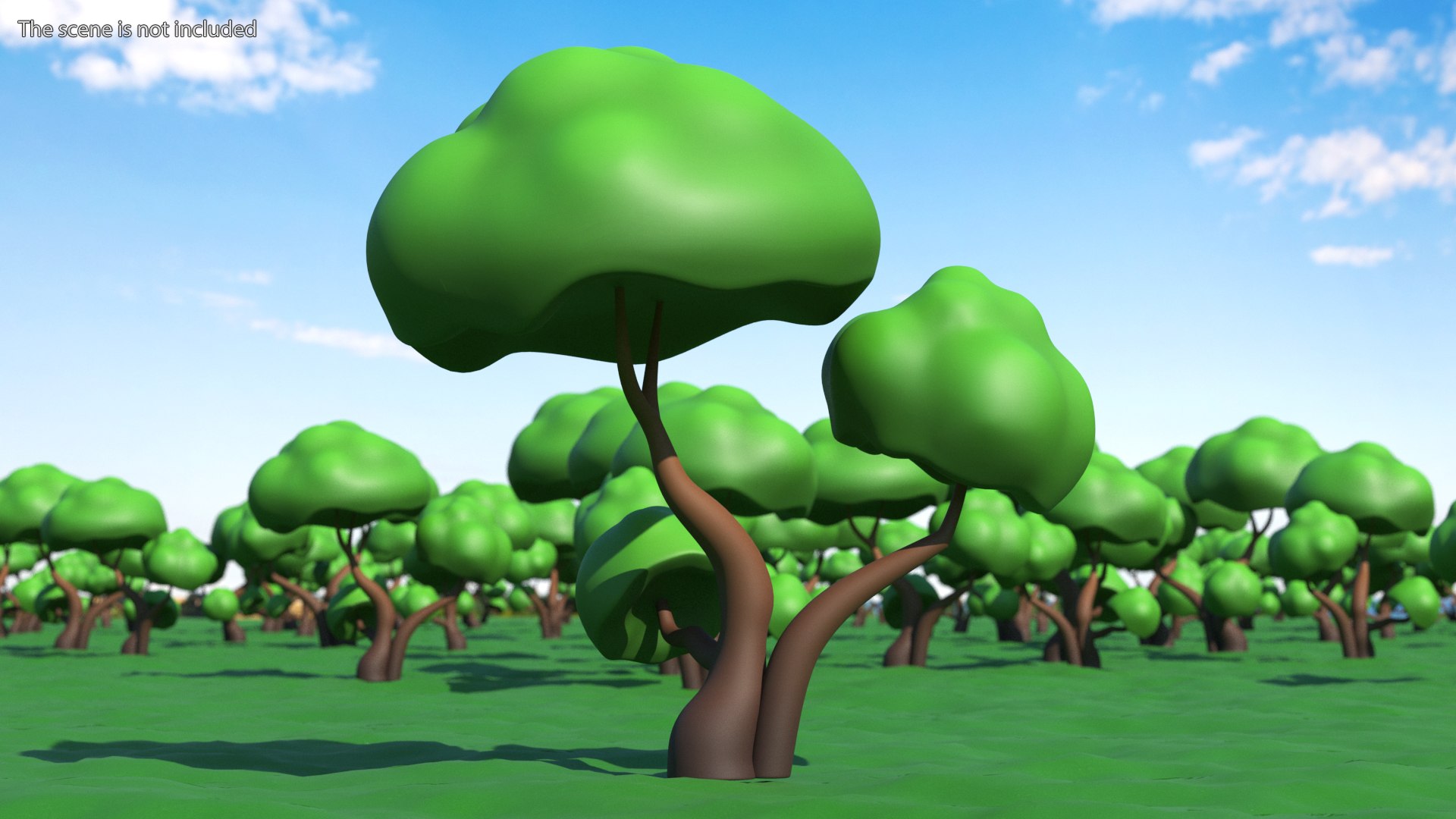Cartoon Double Tree Simple Coloring 3D Model - TurboSquid 2169145