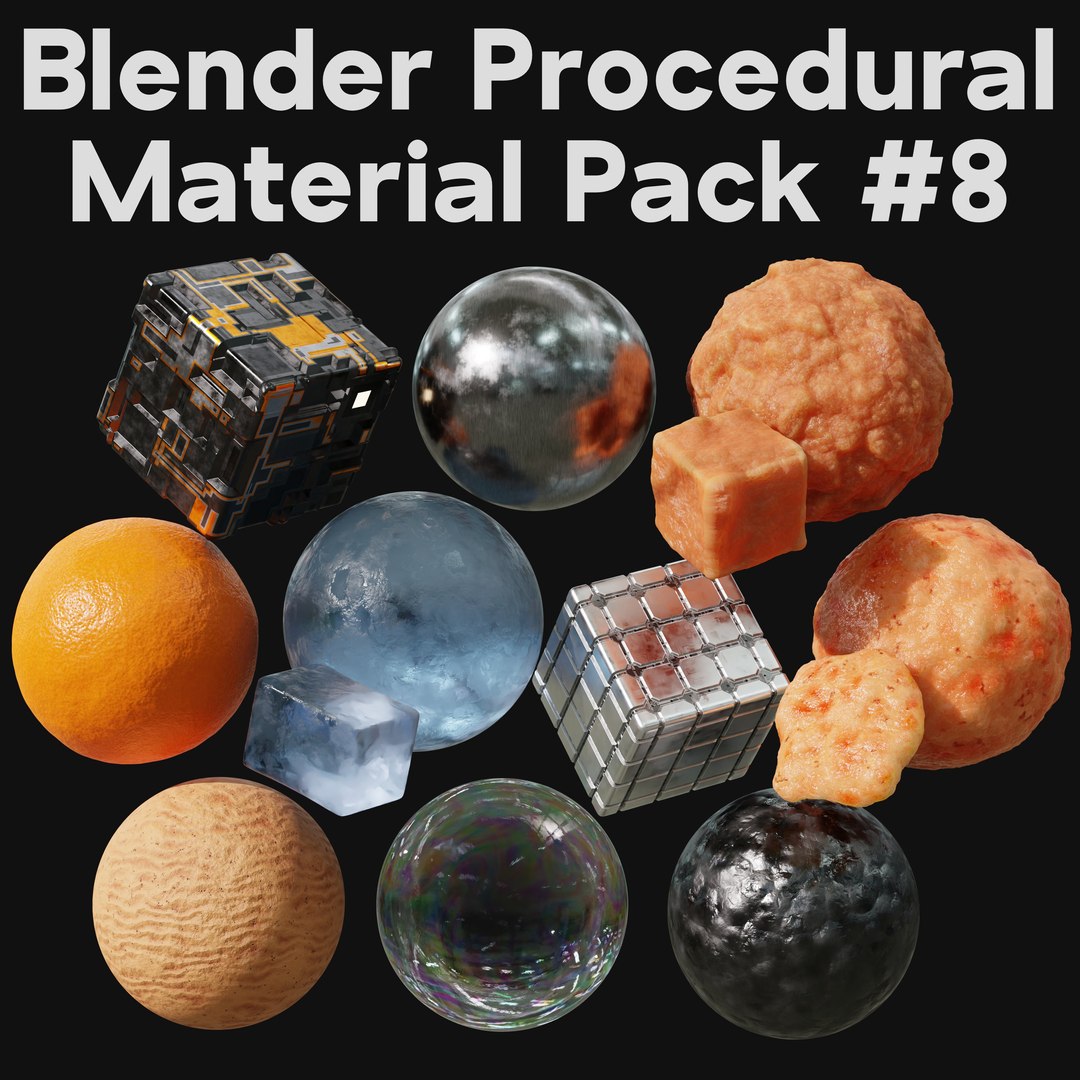 Blender Procedural Material Pack 8 3D https://p.turbosquid.com/ts-thumb/s6/och9rt/PB/proceduralmaterialpack7square2/jpg/1654361744/1920x1080/fit_q87/b56f71b54ace521f64d7a220df603e03601a9d68/proceduralmaterialpack7square2.jpg