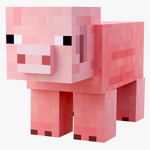 Minecraft Pig Rigged 3D Model Game Ready 4K PBR 3D