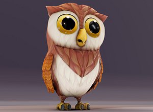 Cartoon Owl Rigged and Animated 3D Model
