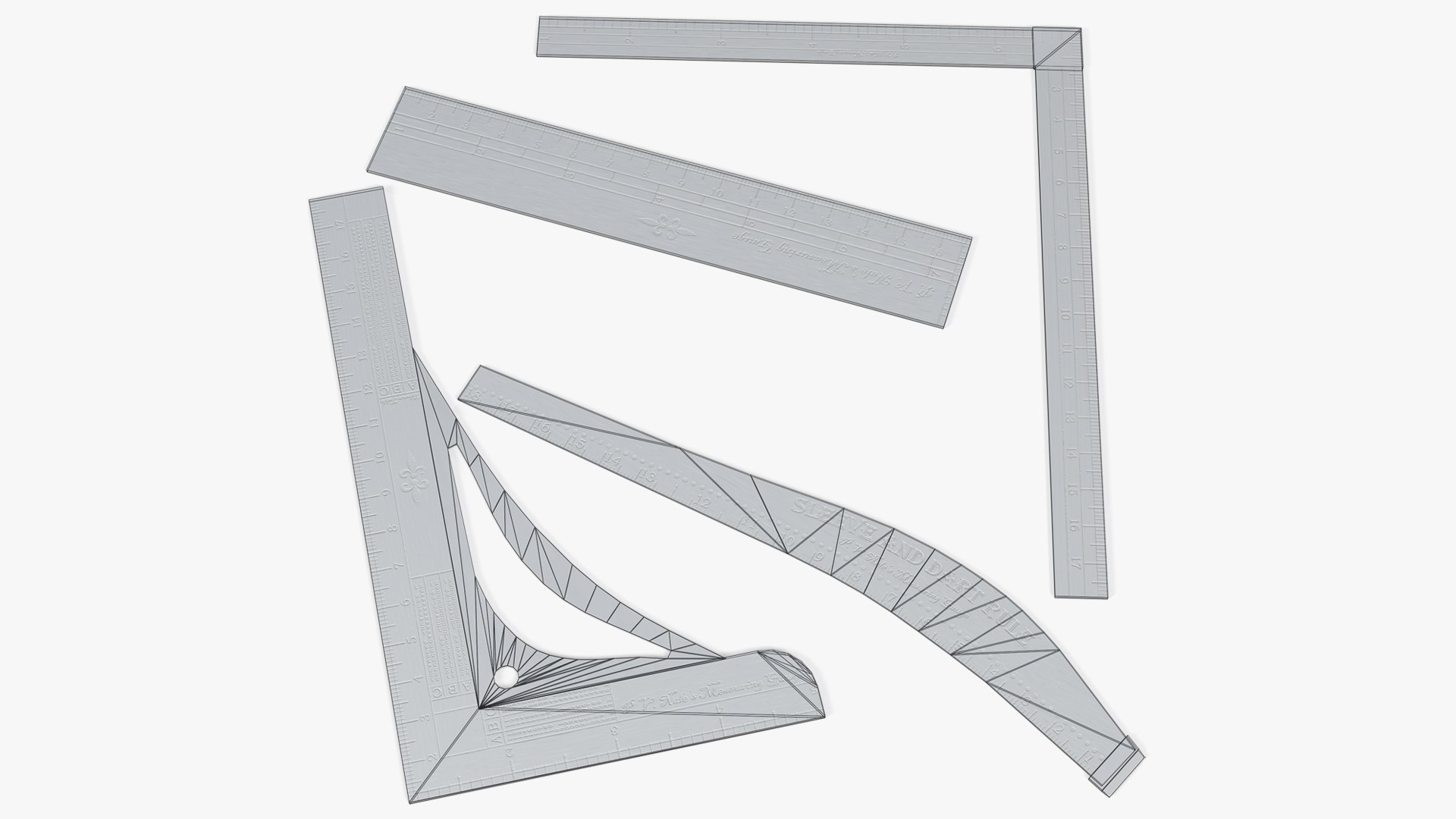 3D Tailor Rulers Set Vintage Measuring Tools - TurboSquid 2472196