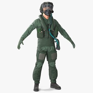 Jet Fighter Pilot in Advanced Flight Suit A-Pose