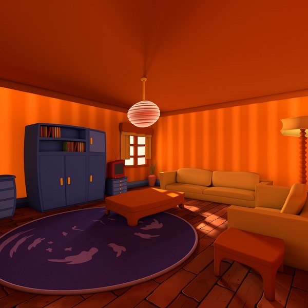 living cartoon room c4d