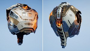 3D Mechanical Chest Torso Robot with Cables Carvings 3D model 3D model model