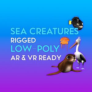 3D Cartoon Sea Creature Pack LOW-POLY RIGGED