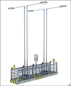 lamp highway fence 3D