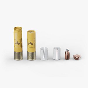 3D Shotgun Shell Yellow Low-poly