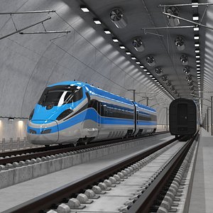 3D model Tunnel Cross Section with Train