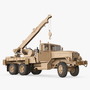 Heavy Wrecker Crane Beige Used Rigged for Cinema 4D