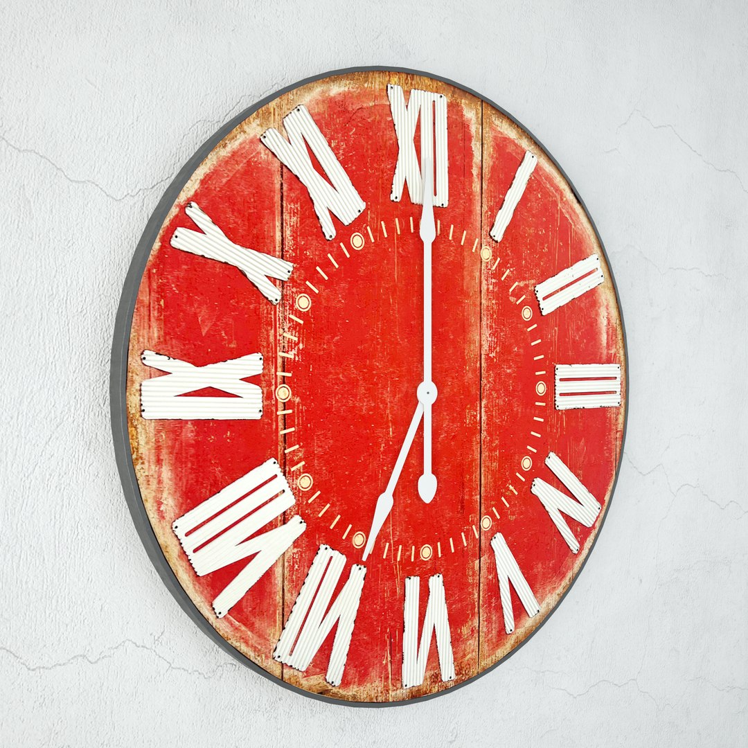 Large Red Vintage Style Clock 3D Model - TurboSquid 2272015