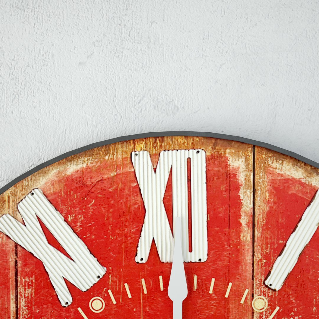 Large Red Vintage Style Clock 3D Model - TurboSquid 2272015