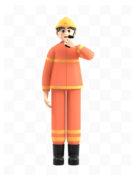 3D model C4D Cartoon fireman
