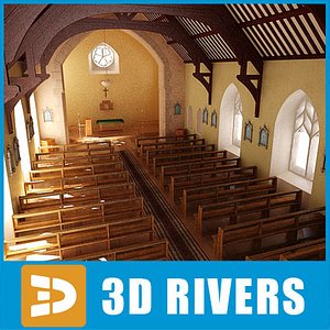 protestant church interior 3d obj