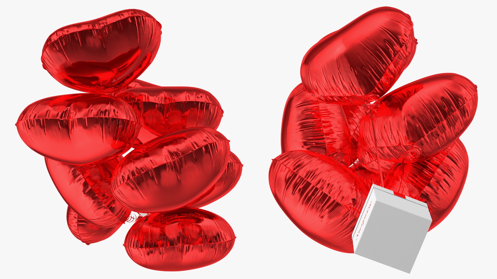 Heart Shaped Red Balloons Tied To Gift Box Model - TurboSquid 1814918