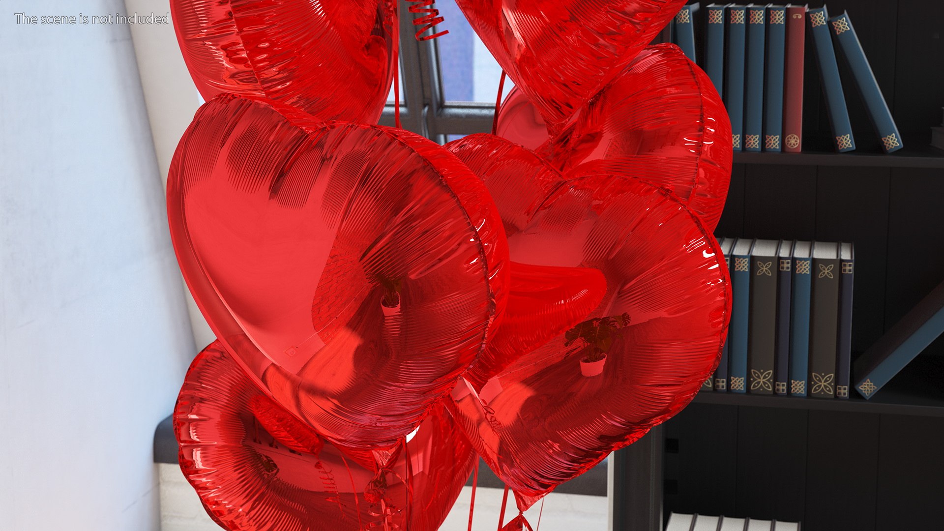 Heart Shaped Red Balloons Tied To Gift Box Model - TurboSquid 1814918