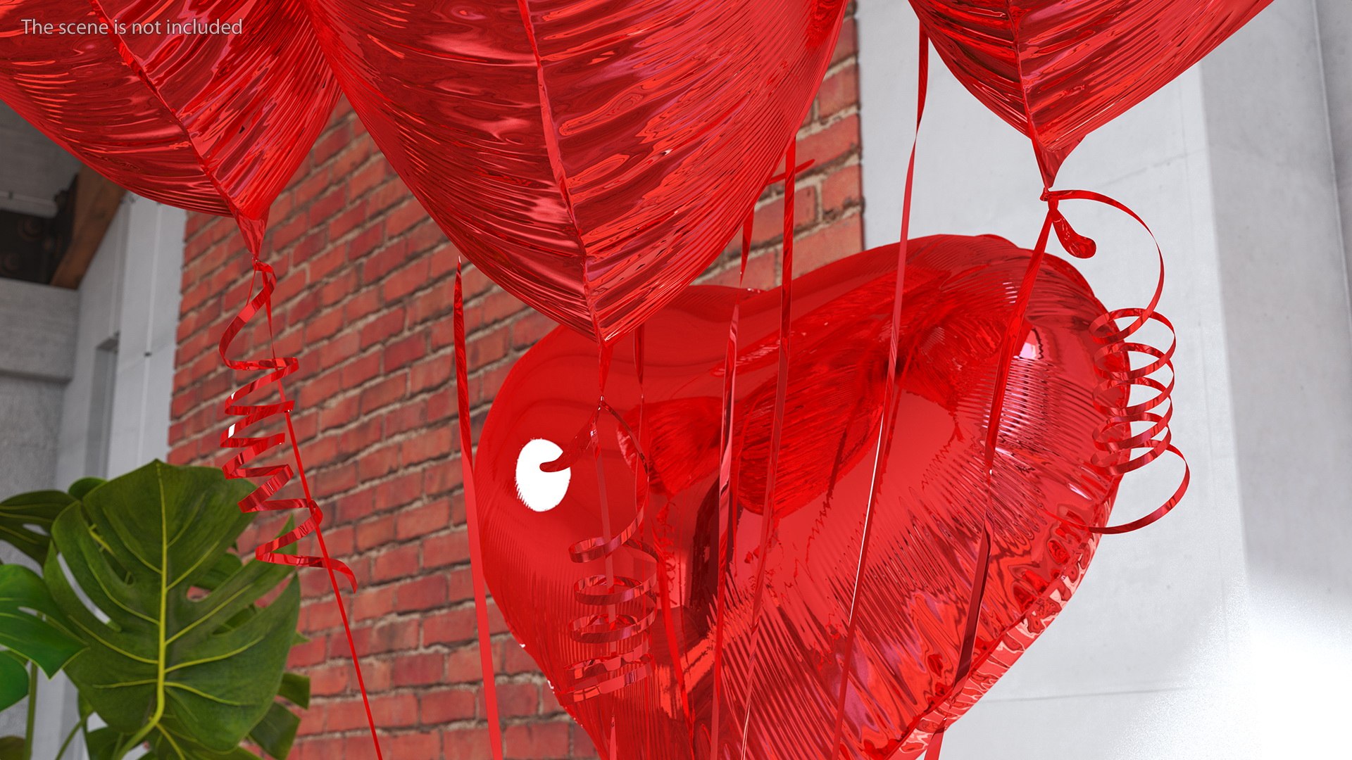 Heart Shaped Red Balloons Tied To Gift Box Model - TurboSquid 1814918