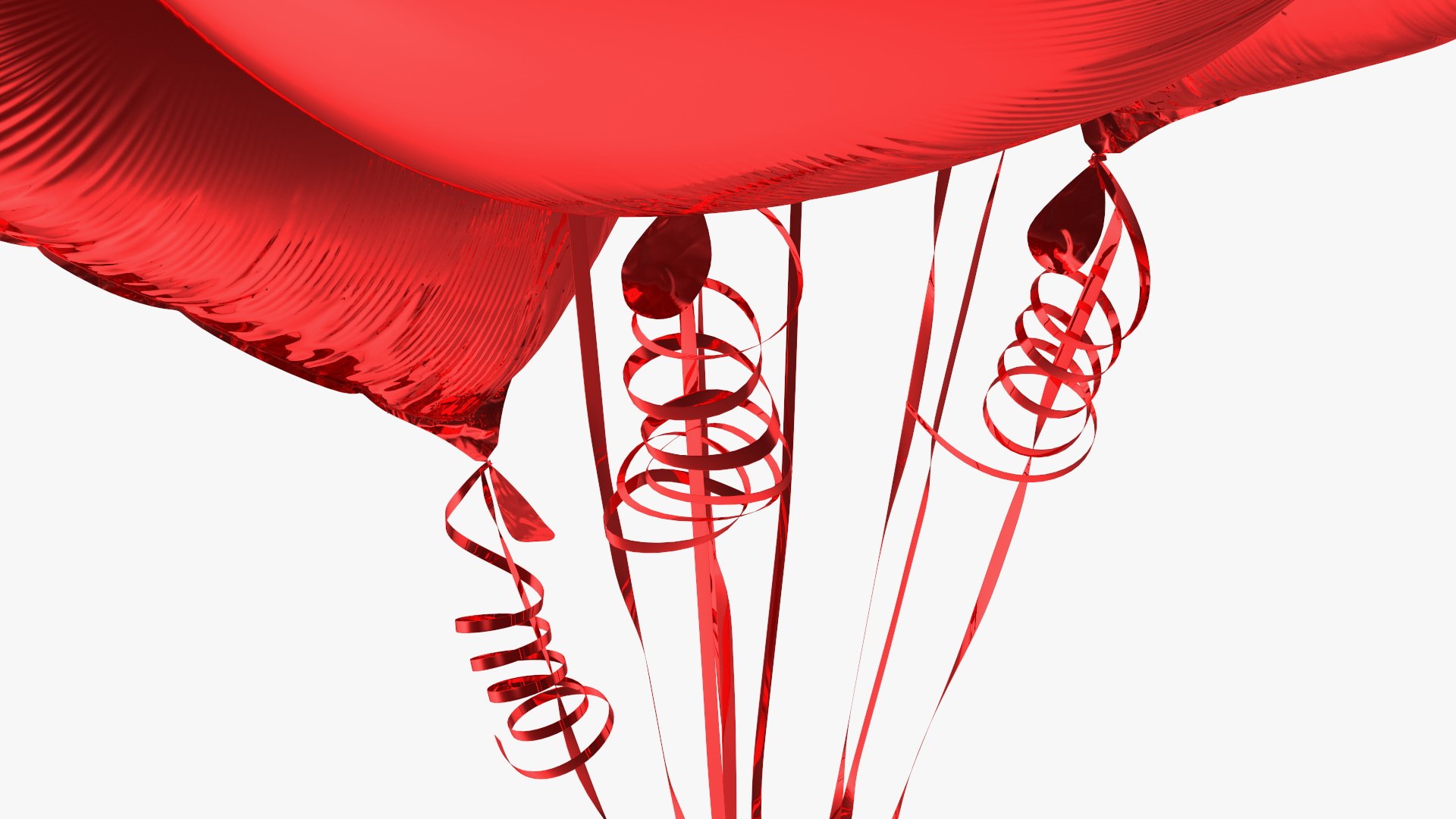 Heart Shaped Red Balloons Tied To Gift Box Model - TurboSquid 1814918