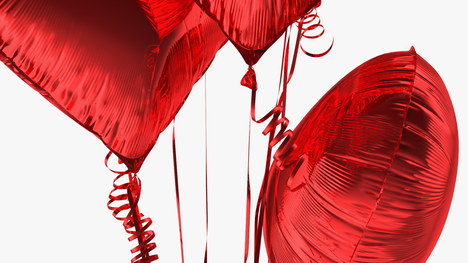 Heart Shaped Red Balloons Tied To Gift Box Model - TurboSquid 1814918