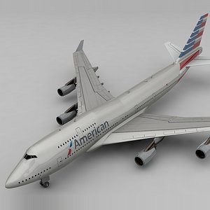 3D boeing 747 american airlines