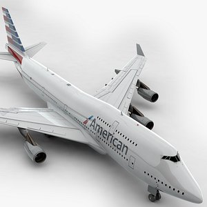 3D boeing 747 american airlines
