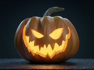 3D halloween jack-o-lantern pumpkin model