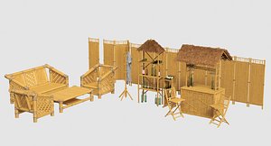 3D model bamboo bar set