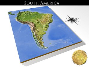 South America, High resolution 3D relief maps